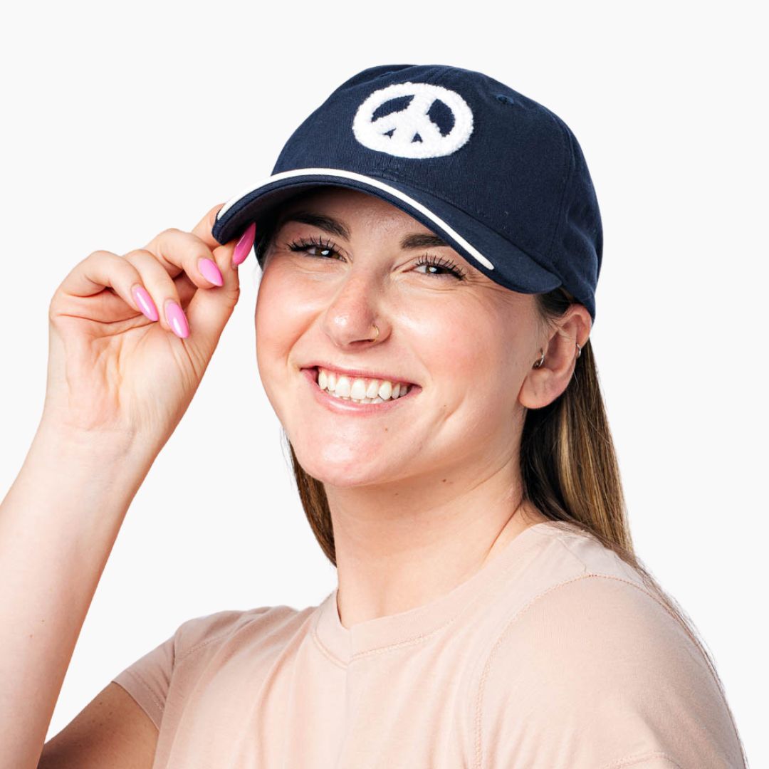 PEACE Baseball Hat, Navy